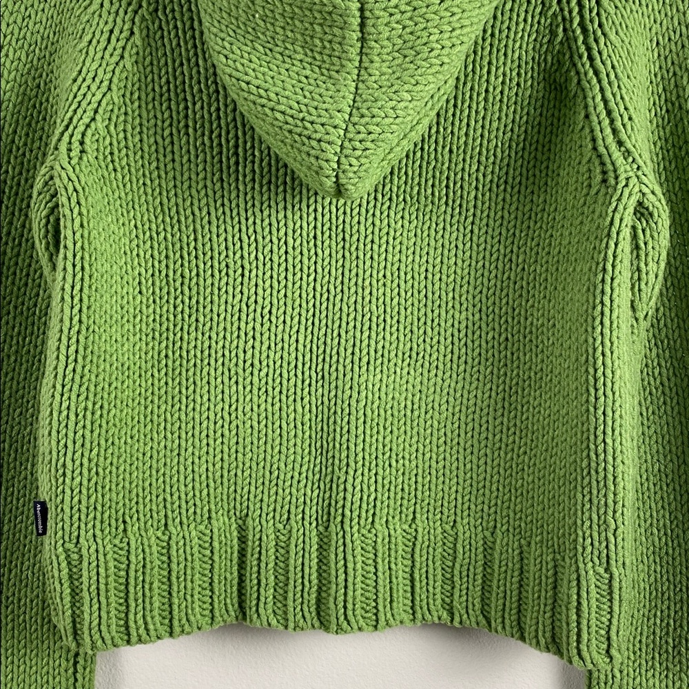 Abercrombie & Fitch Wool Blend Chunky Knit Long Sleeve Hoodie Sweater Jacket - Picture 7 of 16